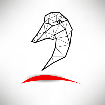 Schematic silhouette of poultry fowl or heron with many triangles.のイラスト素材
