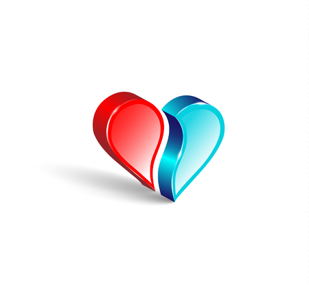 Logo 3d emblem. Two comparing parts of heart. Colorful design.のイラスト素材