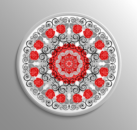 Circular floral lace pattern. Vintage style. Can be used for invitationのイラスト素材