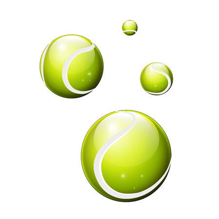 Four glossy tennis balls like air ,water bubbles of fresh drink.のイラスト素材