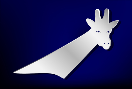 Silver badge on blue background.  Head of giraffe.のイラスト素材
