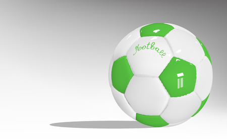 Sport banner. 3D glossy football ball. White and green tones.のイラスト素材