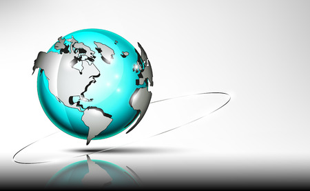 Glossy 3d globe with continents.のイラスト素材