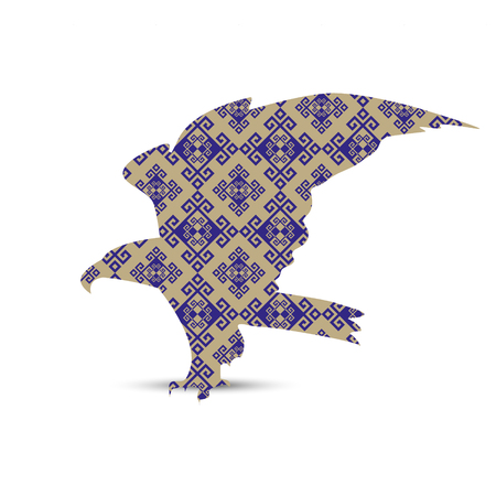 Silhouette of eagle with antique greek style background .のイラスト素材