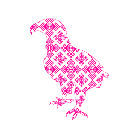 Silhouette of eagle with antique pink background.のイラスト素材