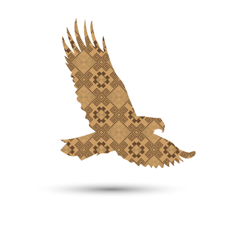 Silhouette of eagle with brown indian background.のイラスト素材