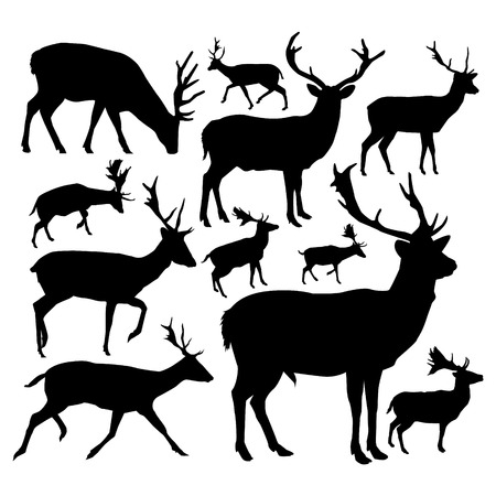 Silhouettes of deer.のイラスト素材