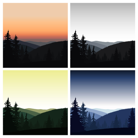Four colorful mountain landscapes.のイラスト素材