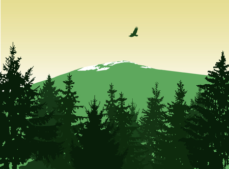 Landscape. Eco banner. Green and yellow tones.のイラスト素材