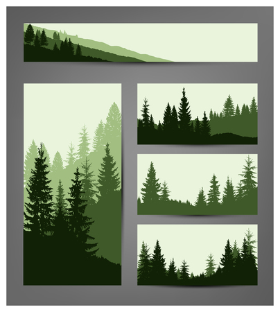 Set of business cards, booklets and background for website. Dusk green  tones.のイラスト素材