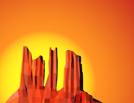 Landscape background. Western desert. Rocks. Sunset. Yellow and brown  tones.のイラスト素材