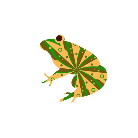Silhouette of funny frog with colorful circular background.の写真素材