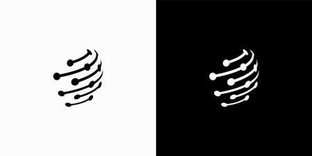 design. Black and white silhouettes. 3d. Global. Web.のイラスト素材