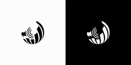 design. Black and white silhouettes. Global. Web. Announcement. News.のイラスト素材