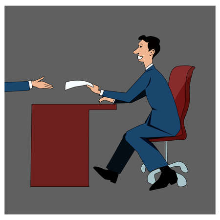 Office employee offers to sign a paper, application form for searching work.のイラスト素材