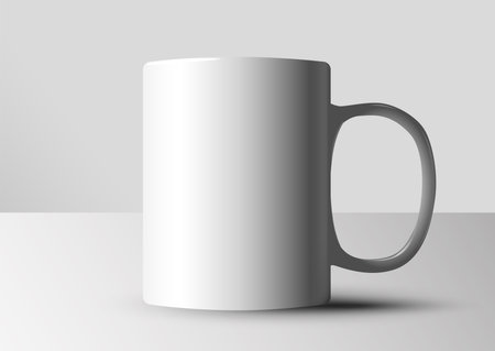 Minimalist White mug. Mock up. 3d illustration.のイラスト素材