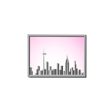 Picture decor with frames. City landscape.のイラスト素材