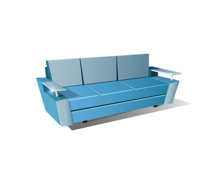 Stylish 3d comfortable sofa with railing.のイラスト素材