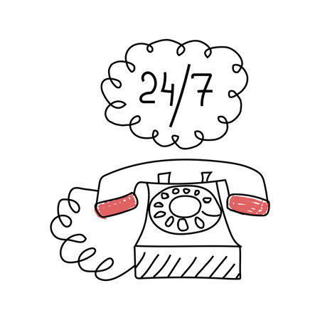 Contact us icon in line drawing styleのイラスト素材