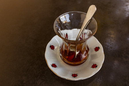 traditional turkish tea glassの写真素材