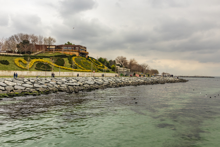 florida, istanbul-january 10,2019.people walking on the beach in florida.の写真素材