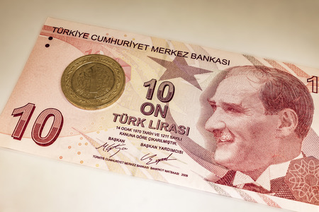 close up turkish banknoteの写真素材