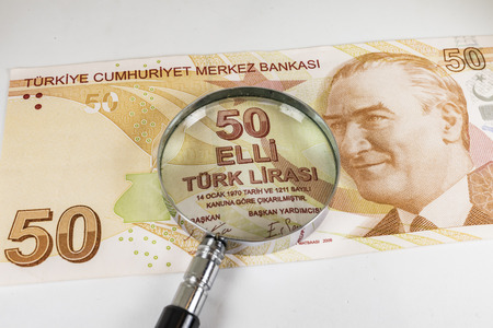 turkish lira banknotes in circulatonの写真素材