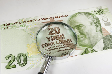 turkish lira banknotes in circulatonの写真素材