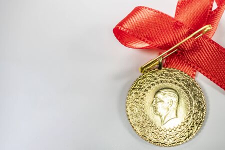 half Turkish gold liraの写真素材