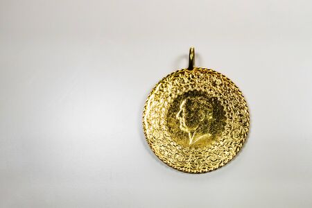 half Turkish gold liraの写真素材