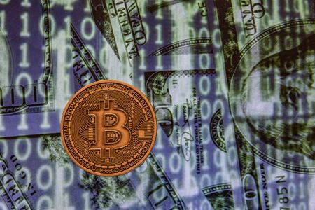 close up physical bitcoin coinの写真素材