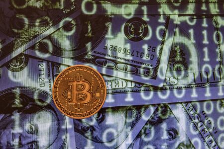 close up physical bitcoin coinの写真素材