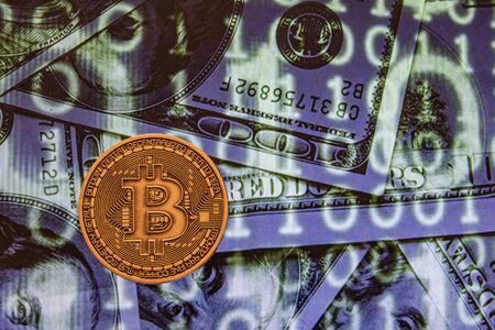 close up physical bitcoin coinの写真素材