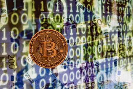 close up physical bitcoinの写真素材