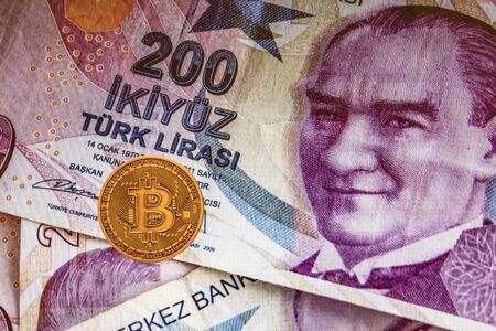 close up physical bitcoinの写真素材