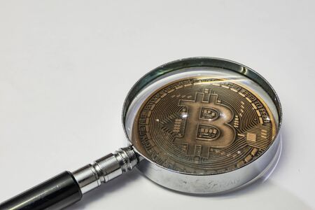close up physical bitcoin coinの写真素材