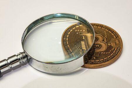 close up physical bitcoin coinの写真素材