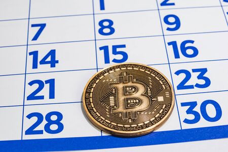 close up physical bitcoin coinの写真素材