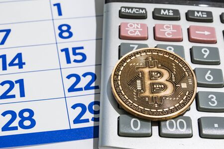 close up physical bitcoin coinの写真素材