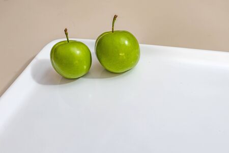 close up green plumsの写真素材