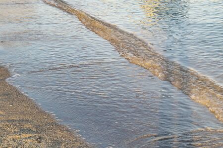 beach,sand and shore waves in winter season