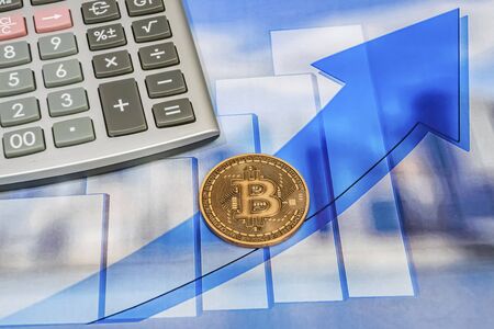 Bitcoin is a decentralized digital currency without a central bank or single administrator.の写真素材