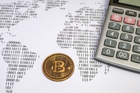 Bitcoin is a decentralized digital currency without a central bank or single administrator.の写真素材