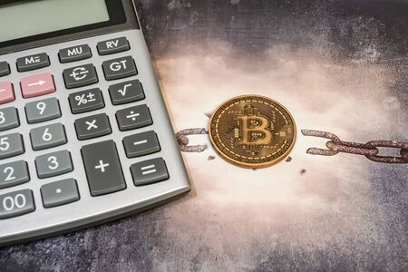 Bitcoin is a decentralized digital currency without a central bank or single administrator.の写真素材