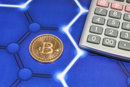 Bitcoin is a decentralized digital currency without a central bank or single administrator.の写真素材
