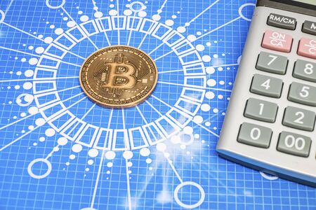 Bitcoin is a decentralized digital currency without a central bank or single administrator.の写真素材