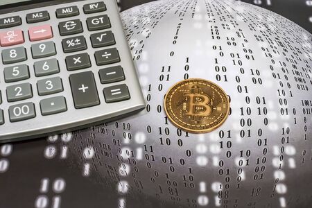 Bitcoin is a decentralized digital currency without a central bank or single administrator.の写真素材