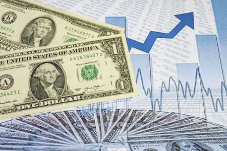 close up US dollar banknotes on background.