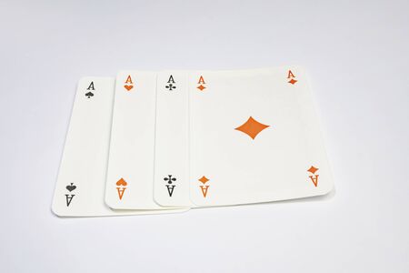 close up playing cards on white background
