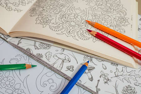 istanbul, turkey-july 27,2020.Mandala art for painting with colored crayons.のeditorial素材